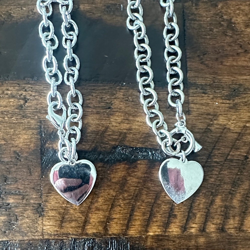 Lia Sophia Silver Heart Charm Necklace and bracelet.